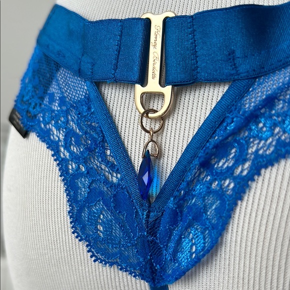 Honey Birdette Elegant Blue Lace Lingerie Set M - Picture 4 of 4